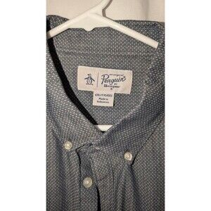 An Original Penguin Men's XXL Blue Micro Dot Dobby Button Down Shirt